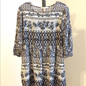 Blue Floral Peasant Dress (Forever 21)